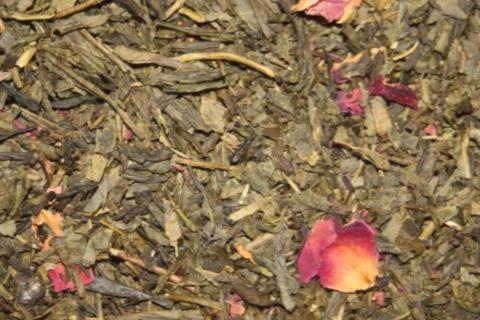 Kyoto Cherry Rose (Organic) - Green tea with coconut and almond flakes. 2 oz. 